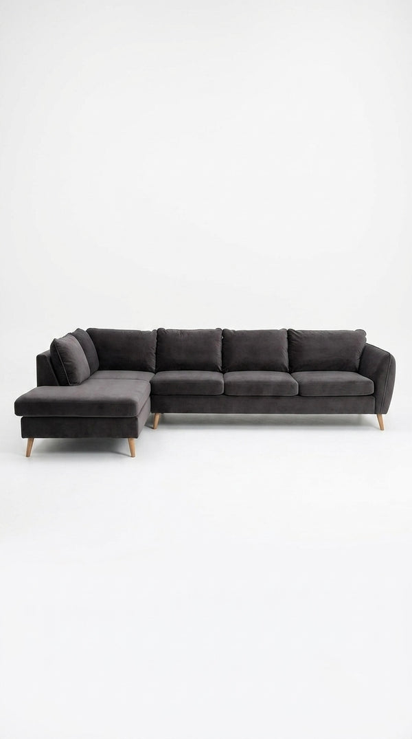 County | 5-sits med schäslong | Sammet